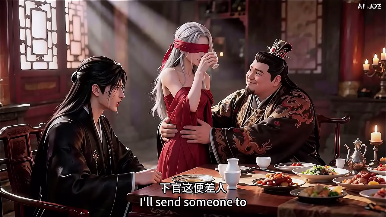 戴绿帽子的丈夫看着肥牛操他的蒙眼红妃 EP-3 AI 生成