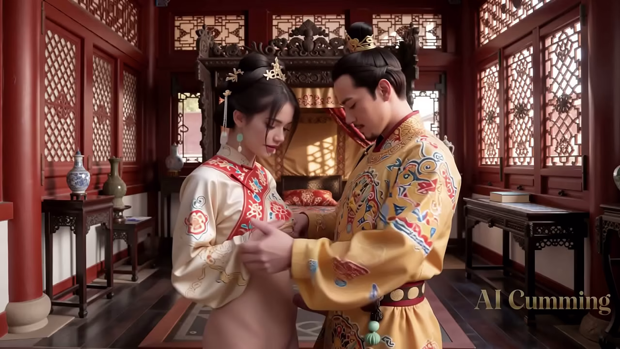 中国皇帝操他的新妃子（人工智能生成）