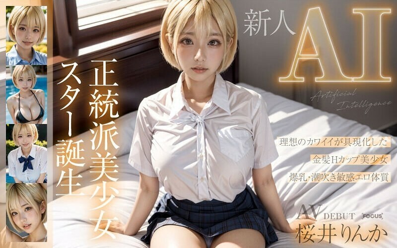 AIFOCS-002 【新AI】新正统美少女明星诞生，金发H罩杯樱井凛香 - 樱井凛香