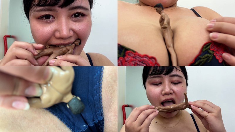 BWD-100007 Minori-chan licks the M-man doll all over, filling it with her saliva.